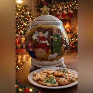 Beautiful Nativity Scene Cookie Jar